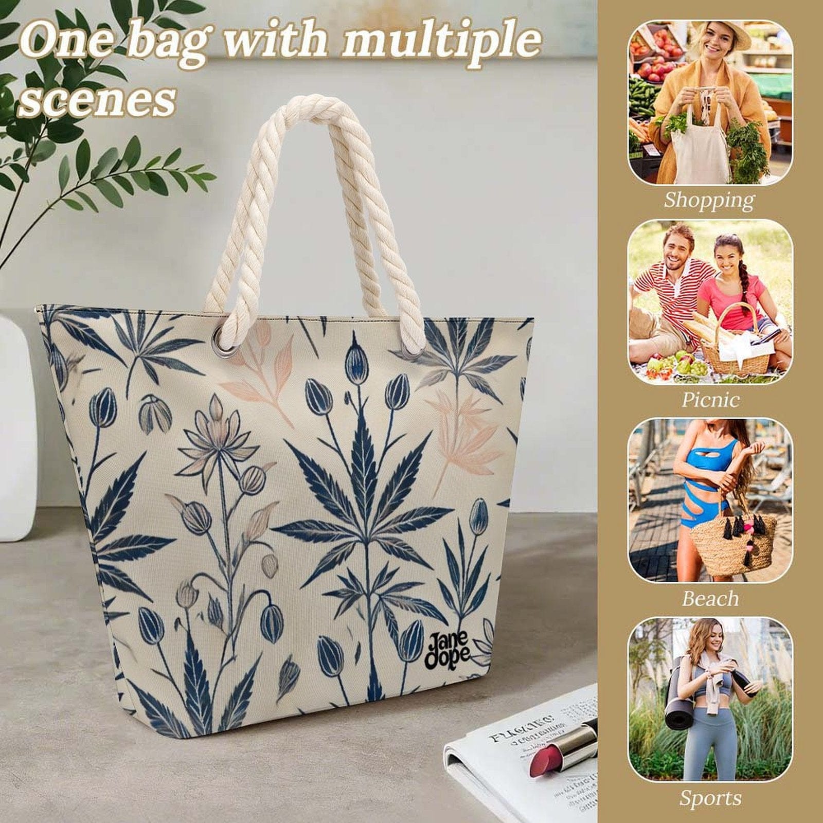 Soft Sativa Hemp rope tote bag
