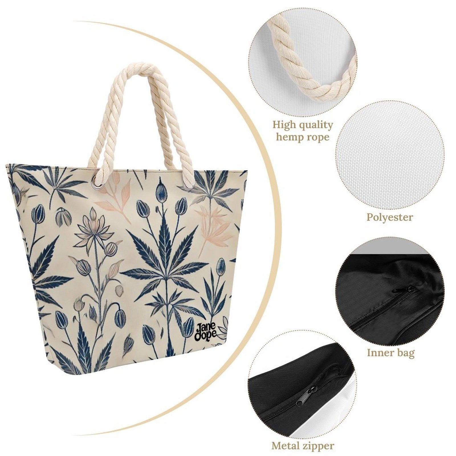 Soft Sativa Hemp rope tote bag