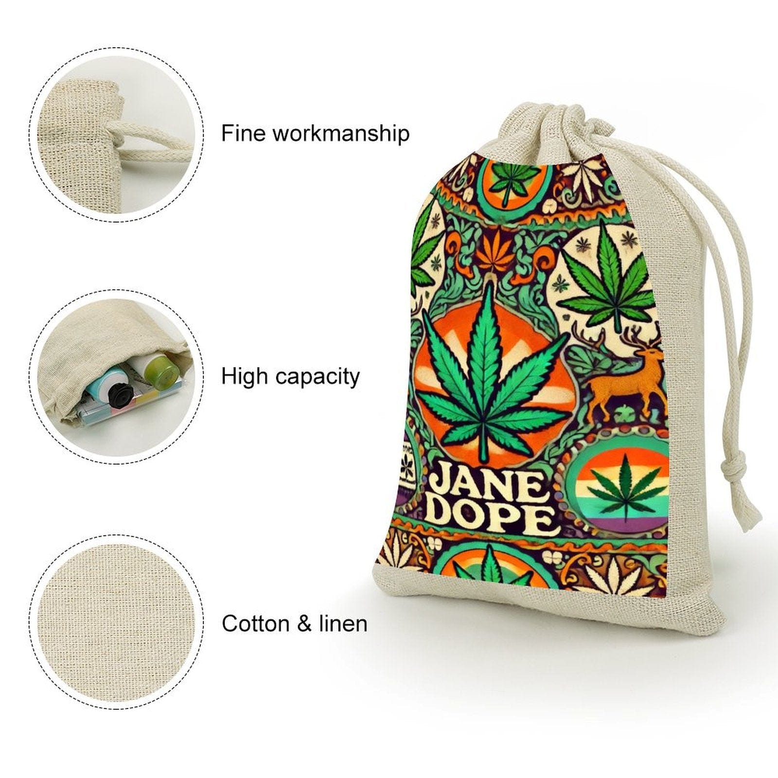 Jane Dope Cotton & hemp gift Bags (8 in a pack)