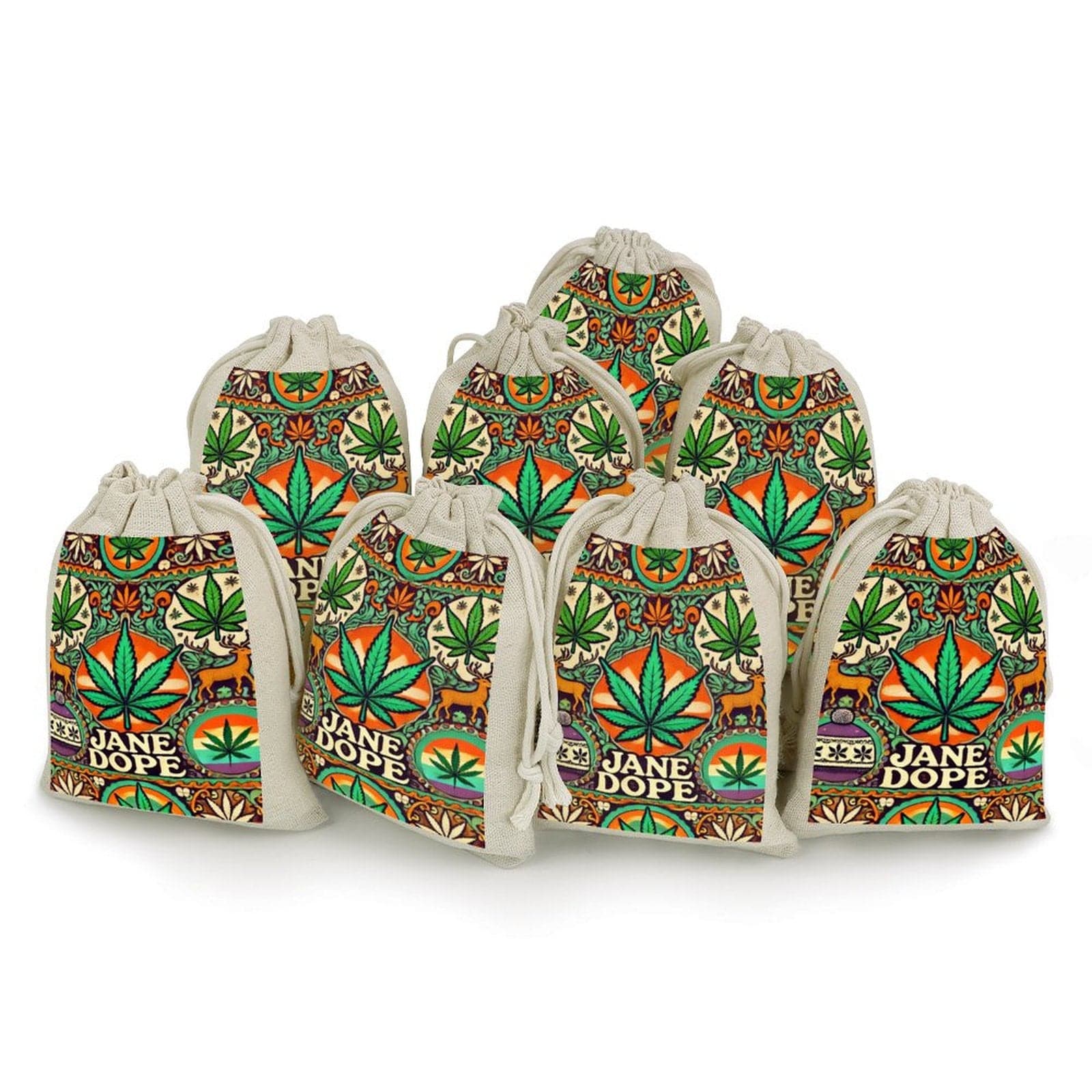 Jane Dope Cotton & hemp gift Bags (8 in a pack) white One size