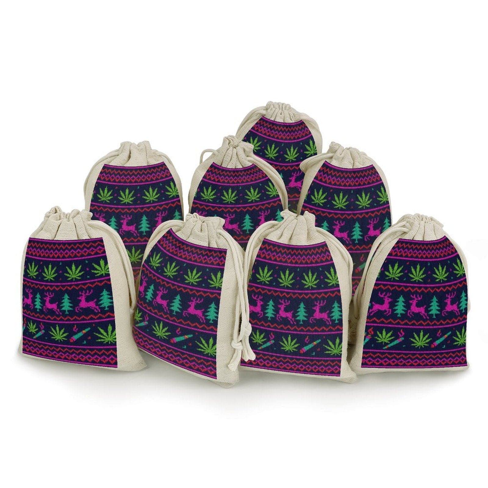 Neon X-mas Hemp & Cottom Gift Bags (8-Pack) white One size GIFT