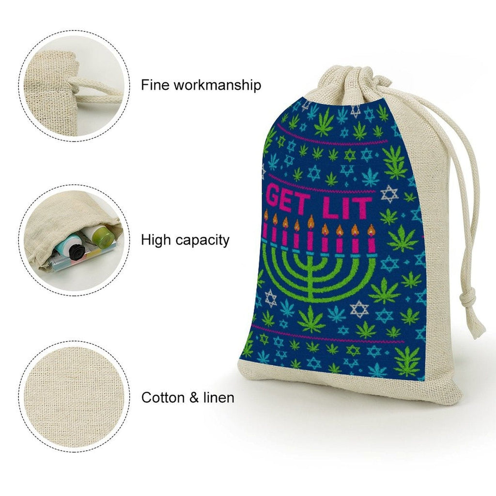 Hanukkah “Get Lit” Cotton & Hemp Gift Bags (8-Pack) GIFT