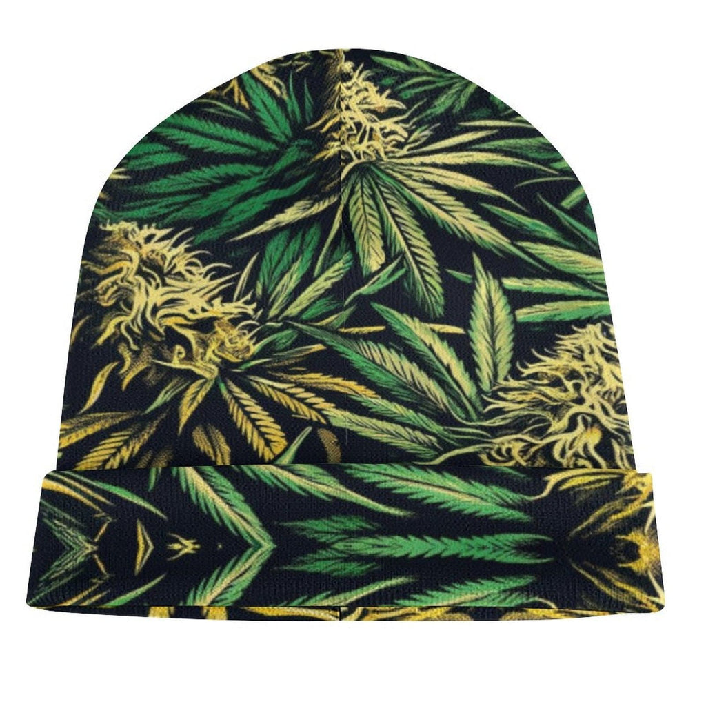 Jane Dope Big Buds Beanie — cannabis bud print all-over knit beanie
