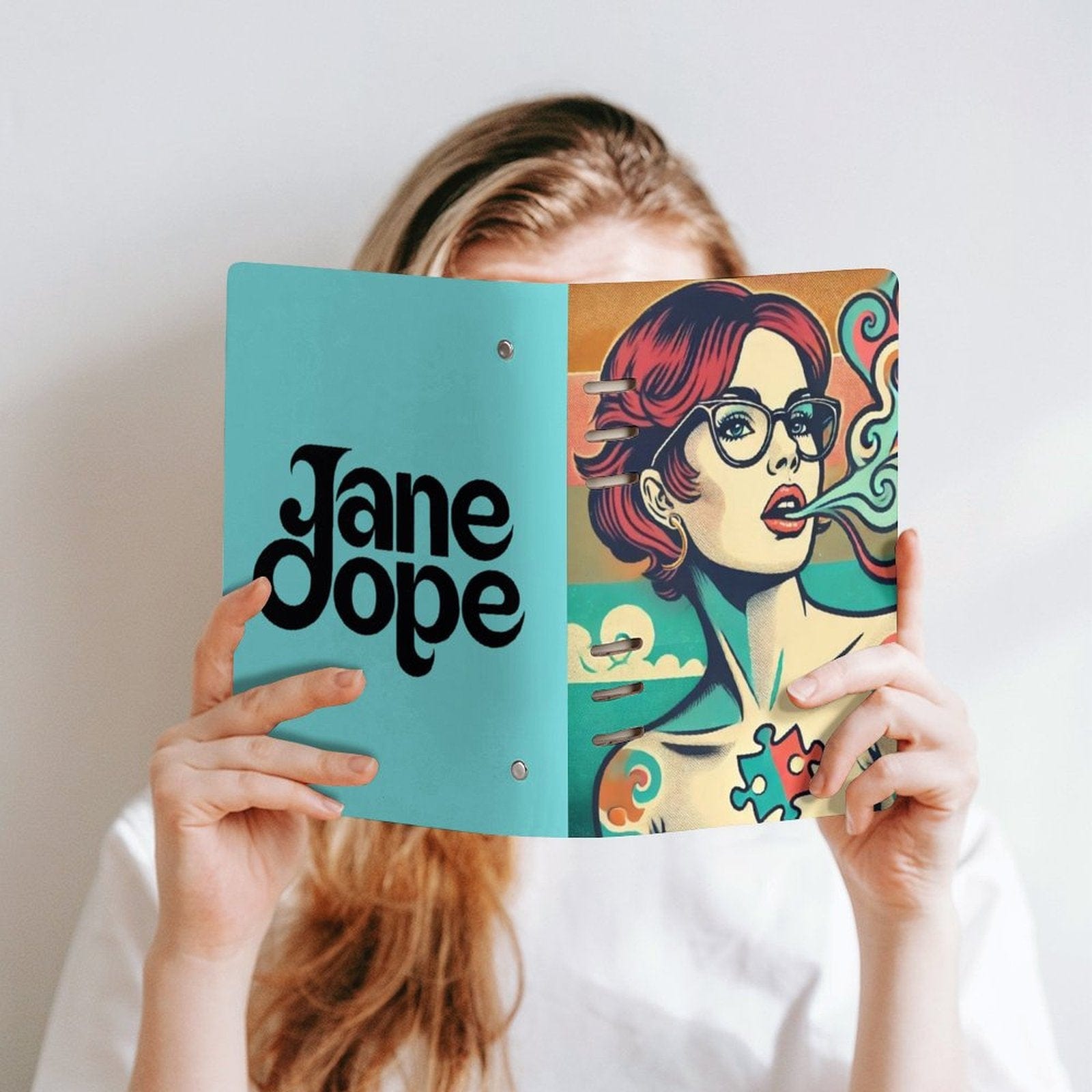 Jane Dope Wasaga Roxy graphic print hardcover notebook, front cover view