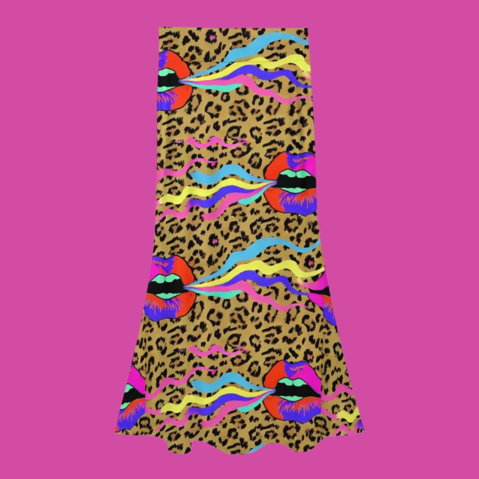 Leopard Lips Fishtail Skirt White