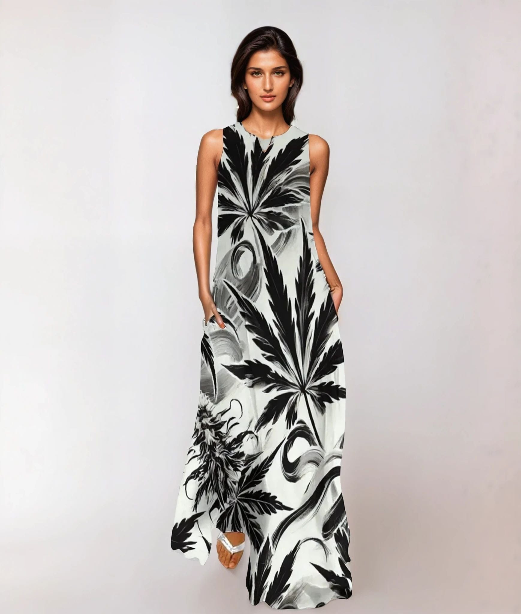 White Widow Pocket Long Dress