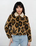 Jane Dope Leopard Patch Pocket Fleece Jacket — leopard print women's fleece jacket with patch pockets
