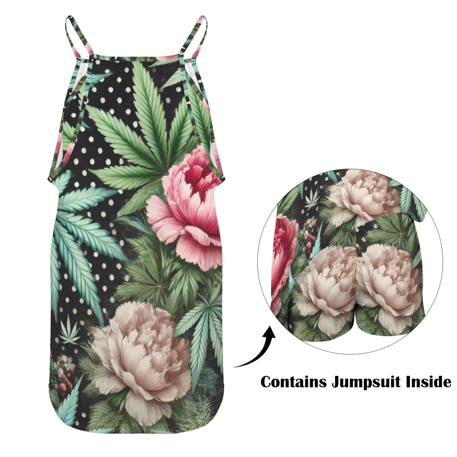 Peony & Pot Jumper Cami Women's Double-Layered Camisole Dress (D70)