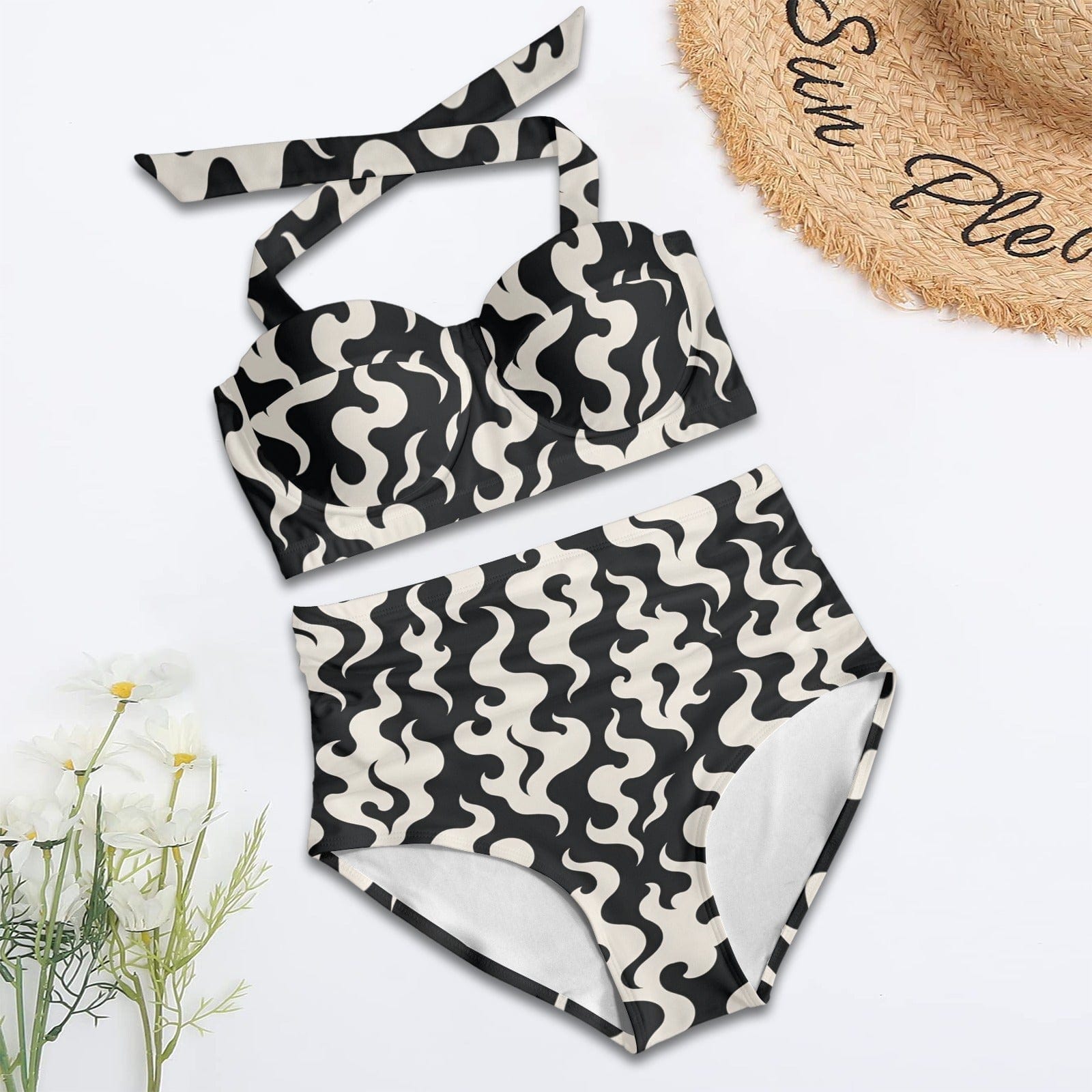 Puff Pin Up Bikini Women's Halter Neck Bikini Swimsuit (S53)