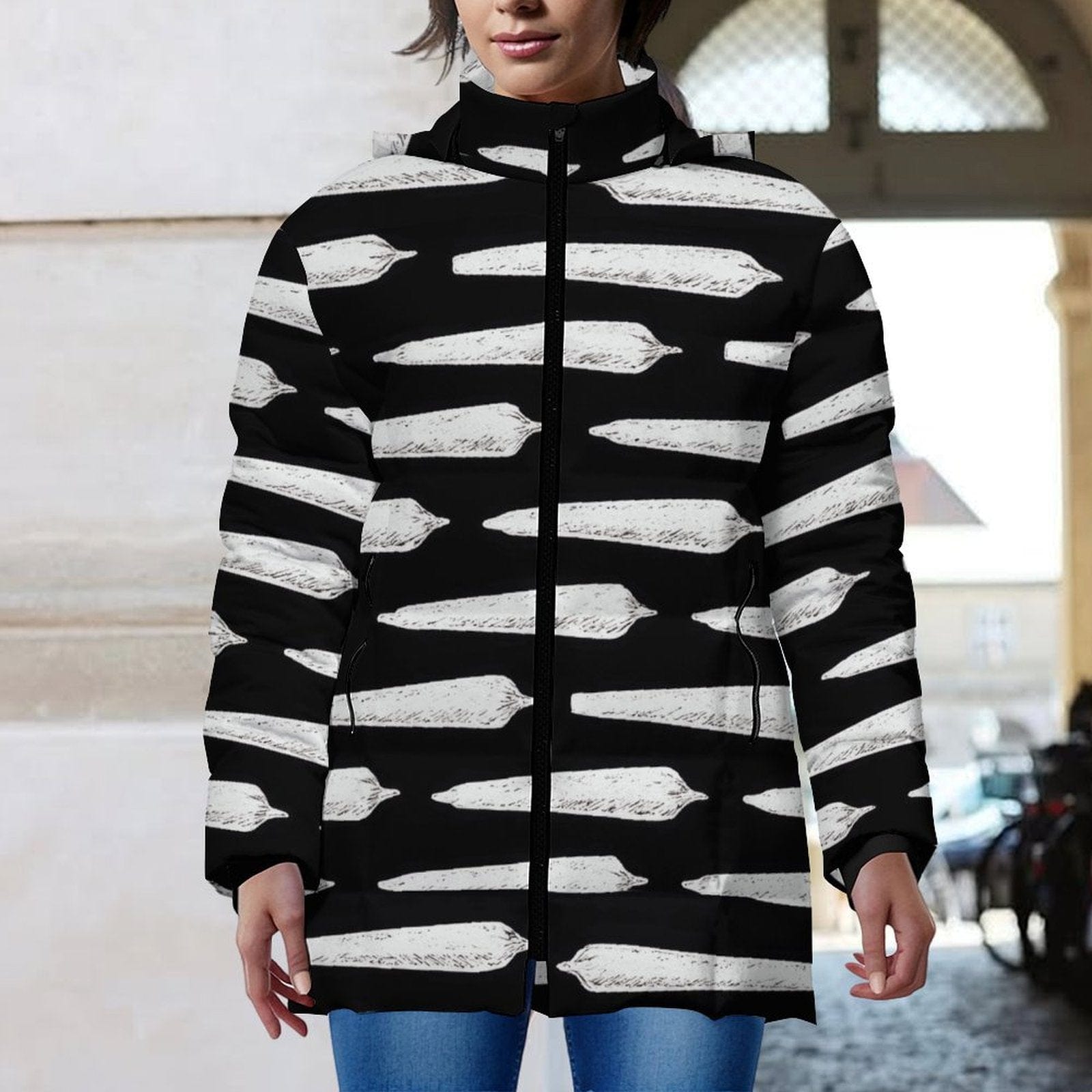 Pre Rolled Hooded Puffer Coat winter jacket