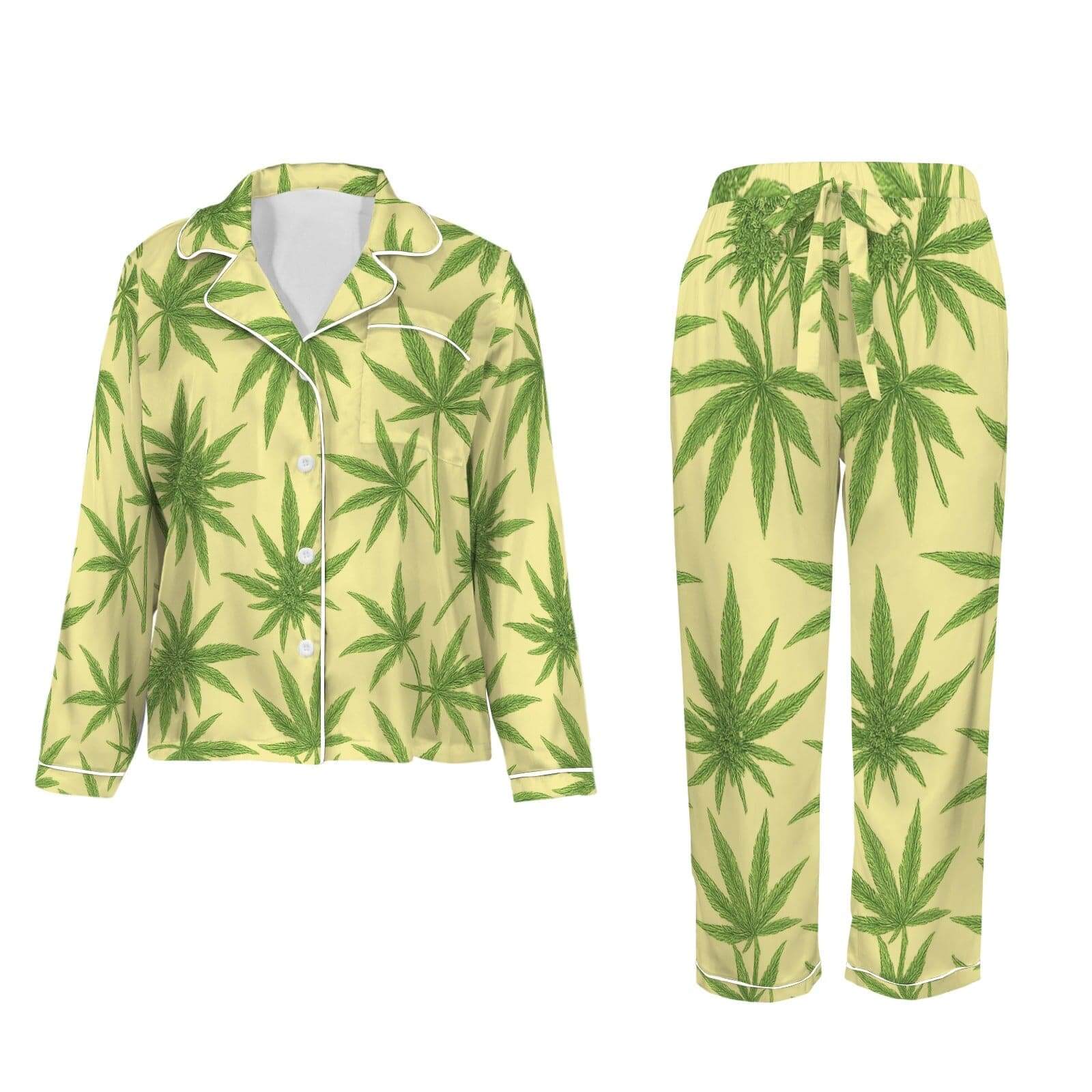 Sativa Satin Pajama Set Women's Long Sleeve Satin Pajama Set