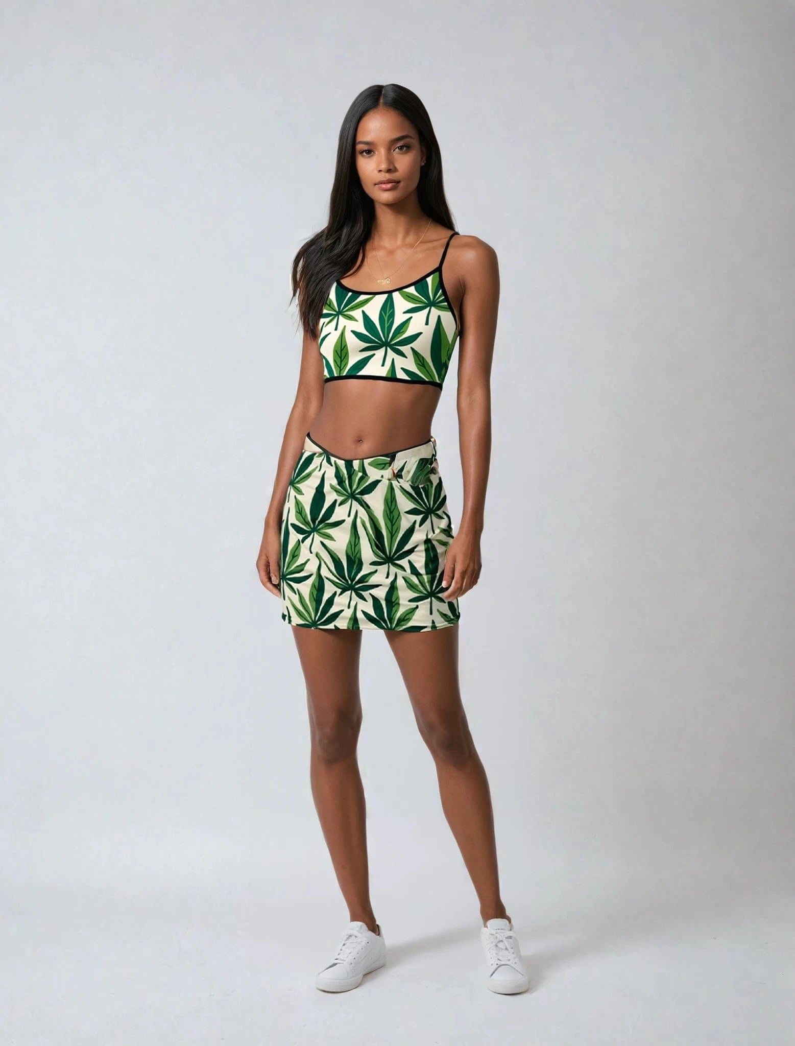 Grass Crop Tank Women's Spaghetti Strap Crop Top (T67)