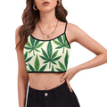 Cannabis leaf print crop tank, flat lay front