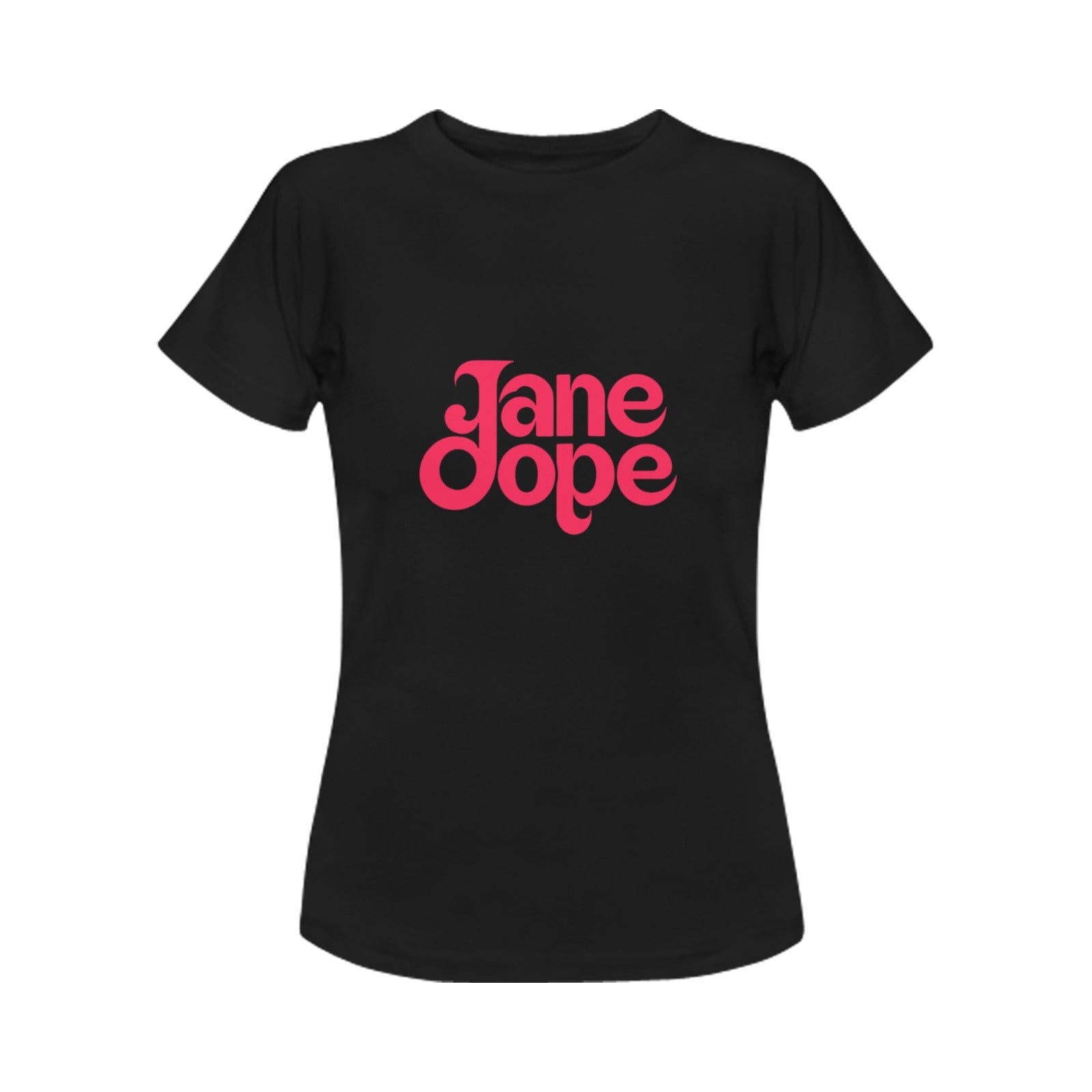 Jane Dope UNISEX Tee pink logo T black Women's T-Shirt in USA Size (Front Printing Only) women's T shirt