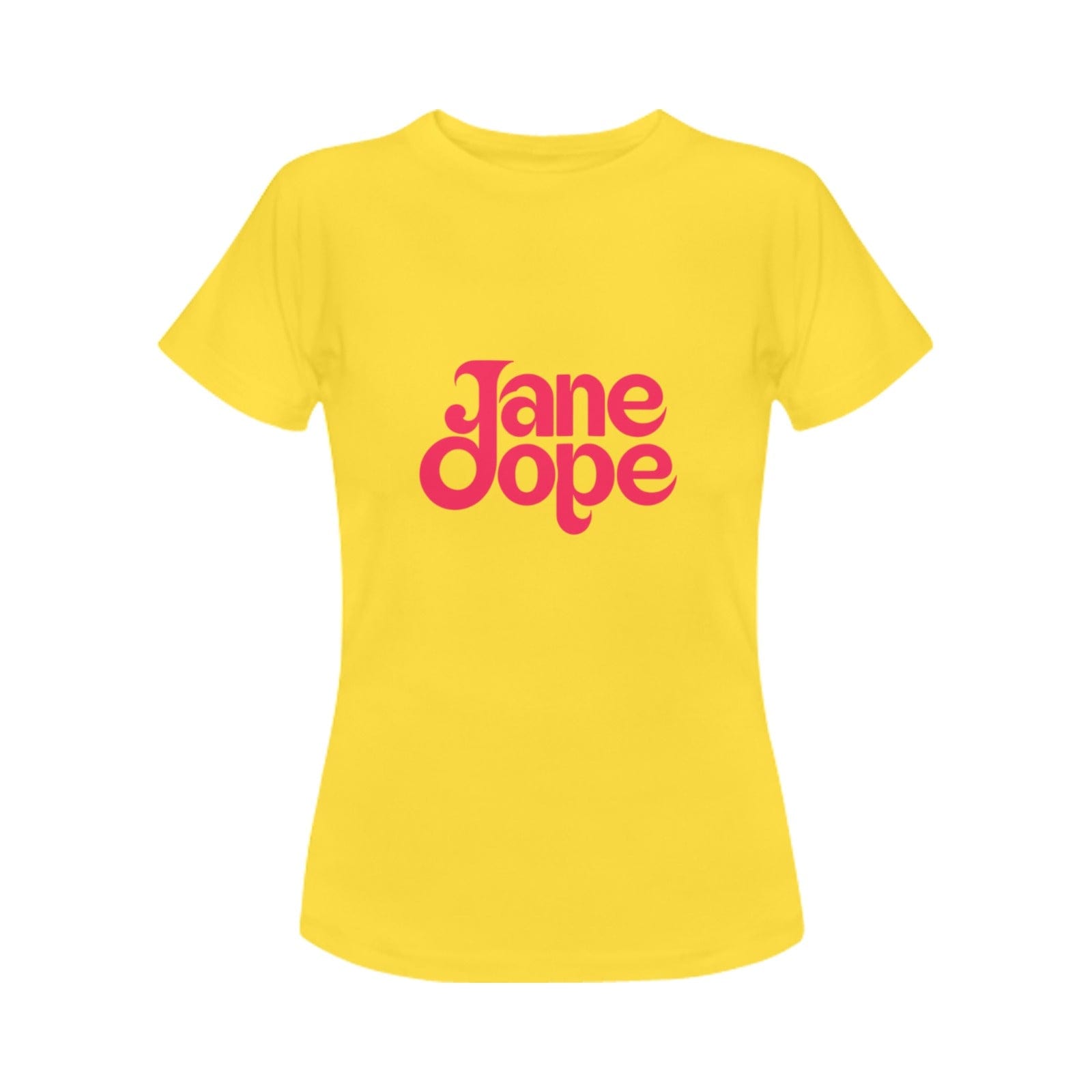 Jane Dope UNISEX Tee pink logo T yellow Women's T-Shirt in USA Size (Front Printing Only) women's T shirt