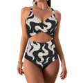 Puff print twist-front swimsuit, flat lay front