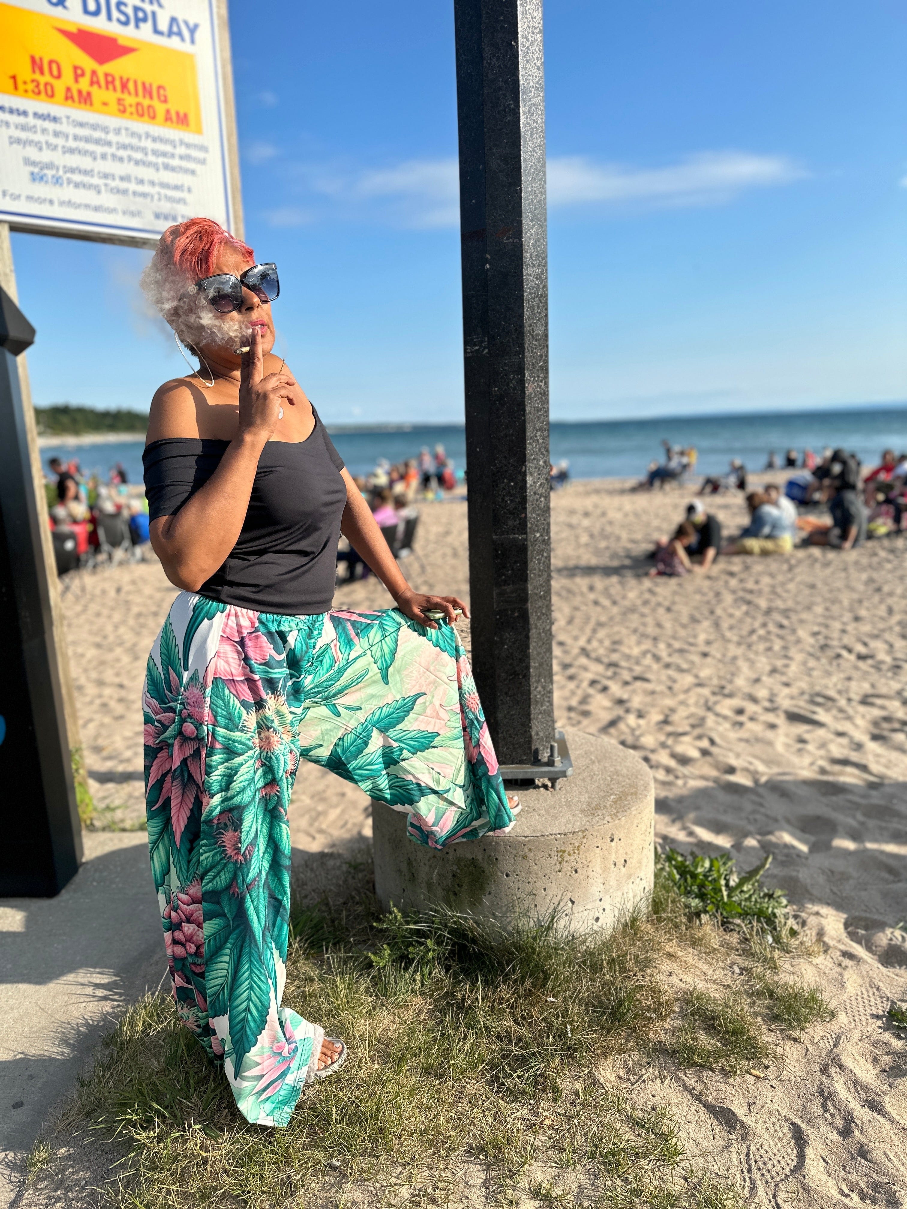 Pink Haze Flow Pants Women's Wide Leg Lounge Pants (L77)