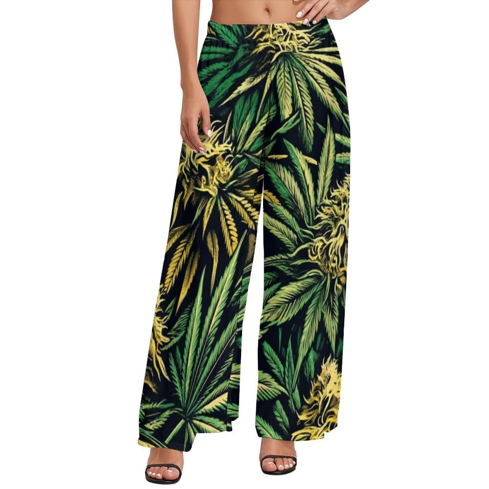 Big Buds Wide leg pants White Women's Wide Leg Lounge Pants (L77)