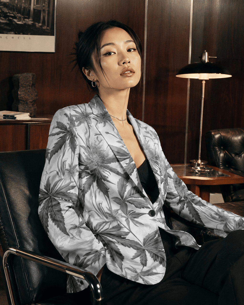 Ash Boss smoke print cotton blazer, flat lay front