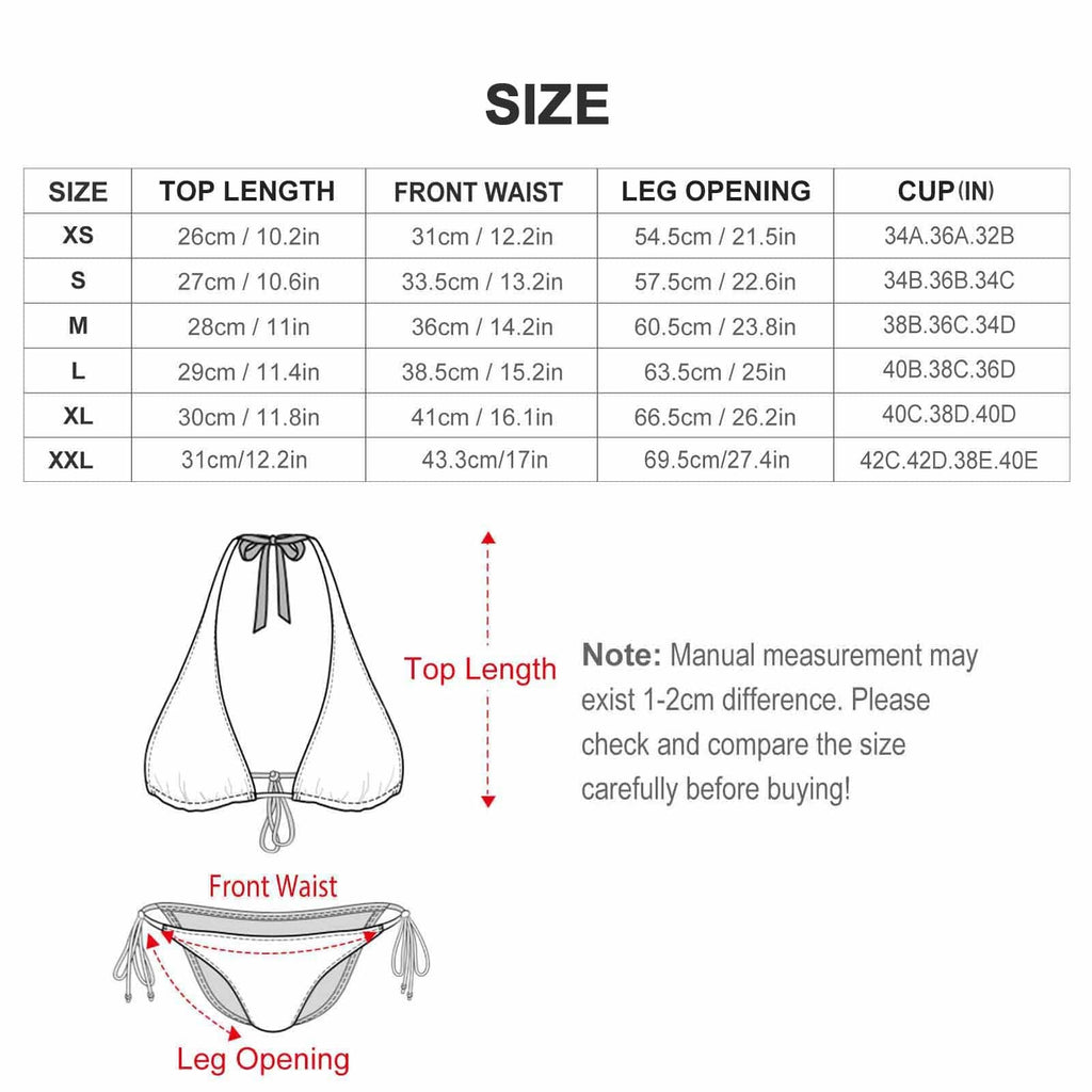 Bad B graphic halter bikini, top detail close-up