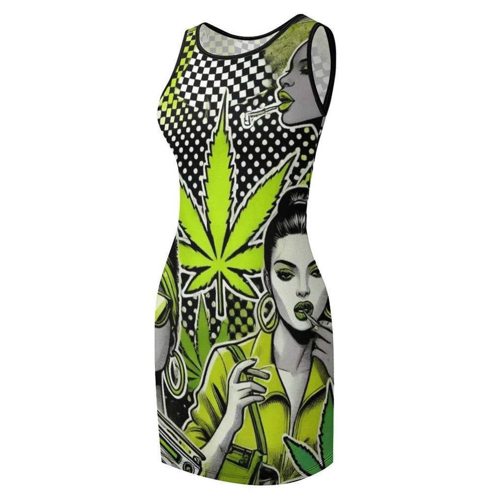 Bad B graphic print sleeveless tank dress, flat lay front