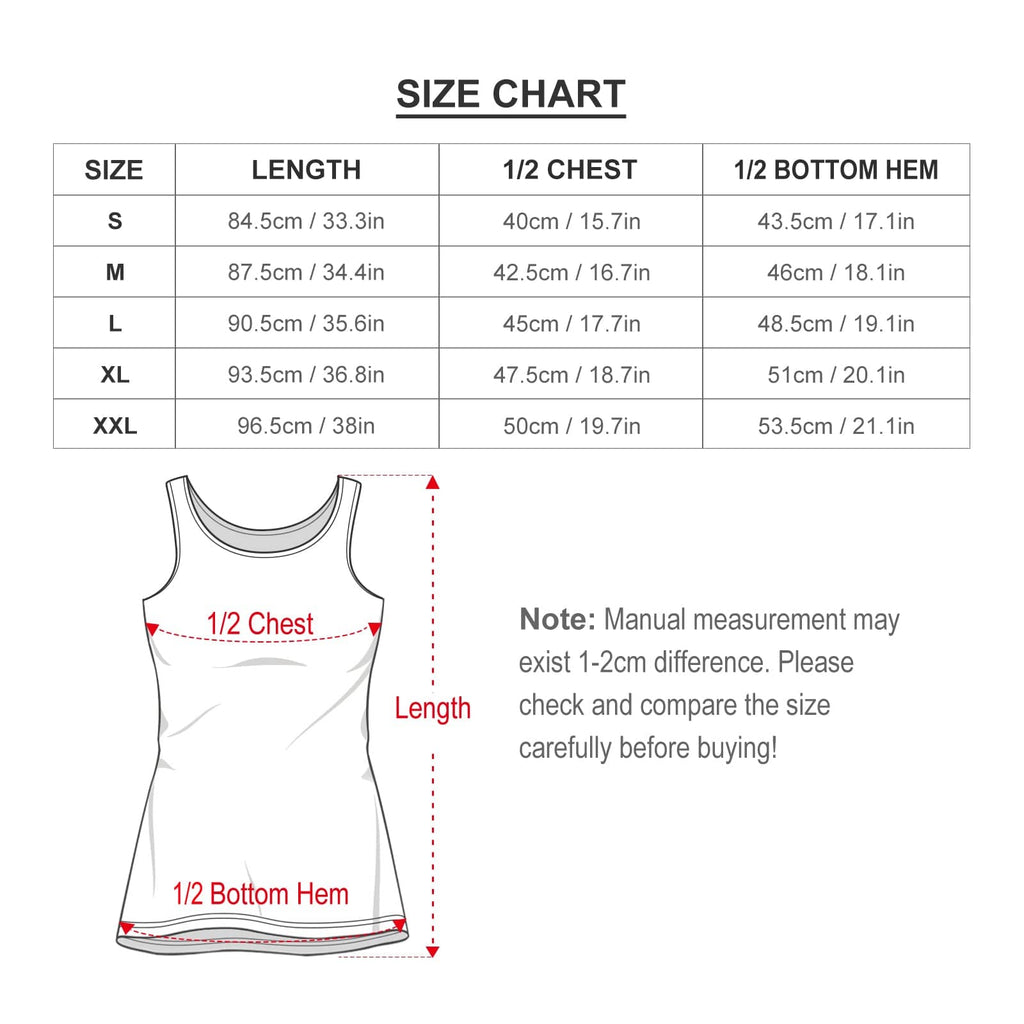 Bad B graphic print sleeveless tank dress, neckline and print detail close-up