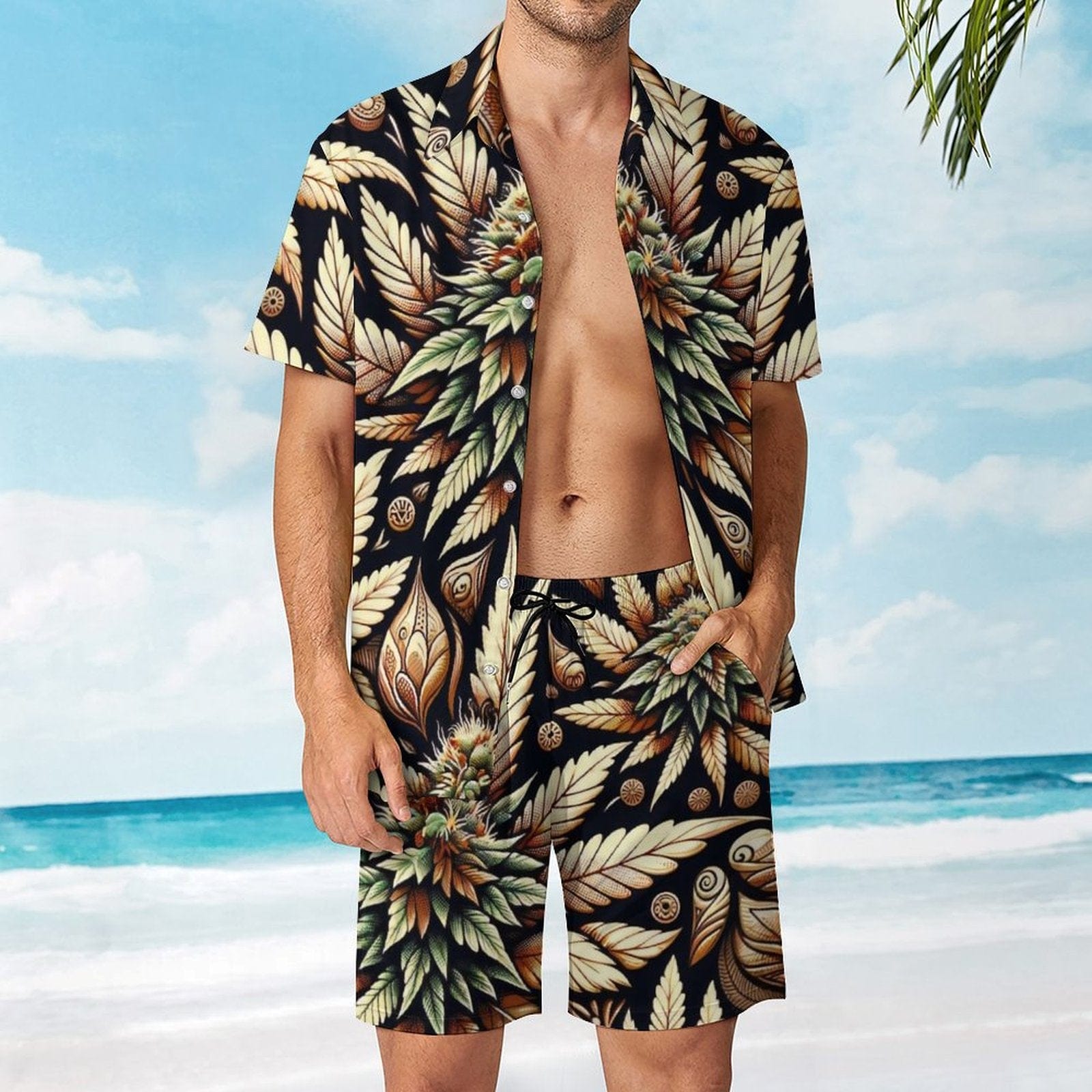 Batik bud print beach suit, back view