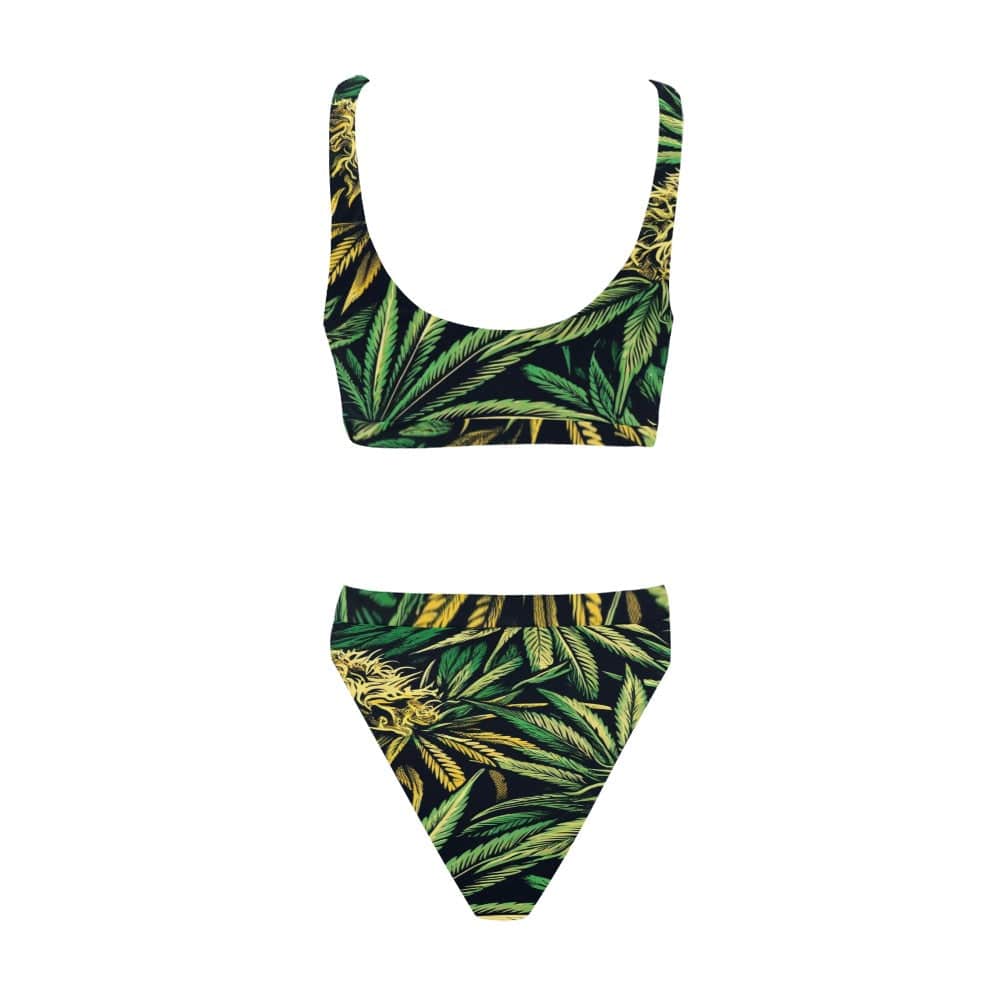 Bud print sport bikini set, bottoms detail close-up