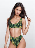 Jane Dope bud print sport top and high-waist bikini set, lifestyle front view