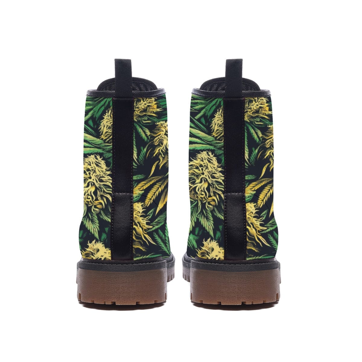 Big buds print vegan Martin boots, sole and lace detail