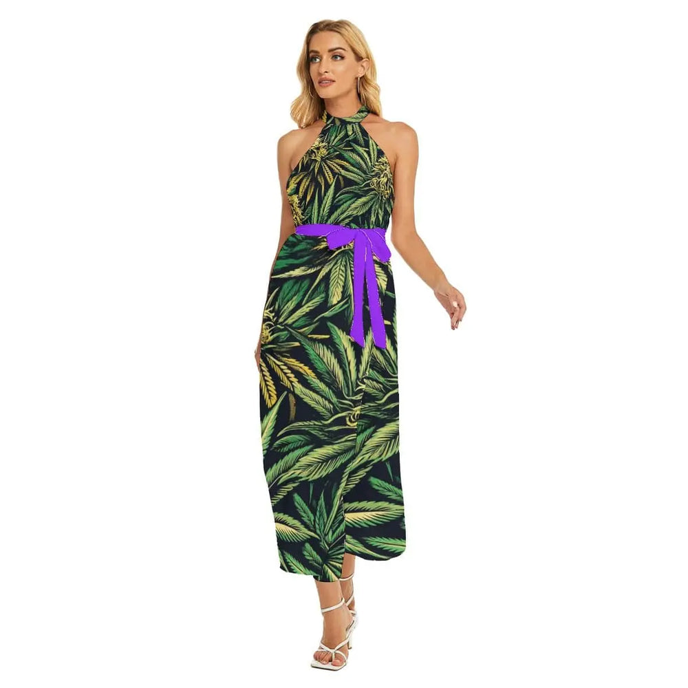 Vestido Halter de Capullos Grandes
