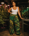 Bud print lounge pants, three-quarter view on model