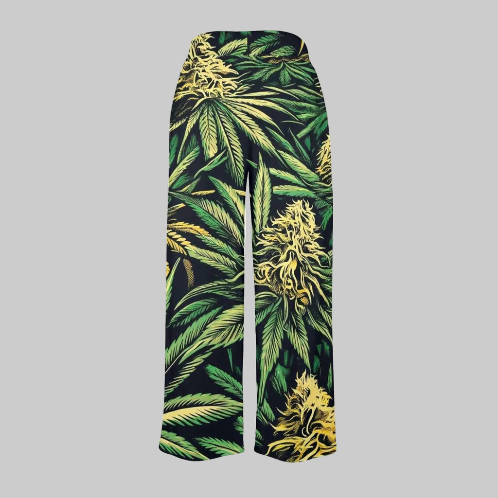 Bud print lounge pants, flat lay showing full print