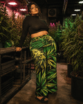 Bud print lounge pants, full length view on model outdoors