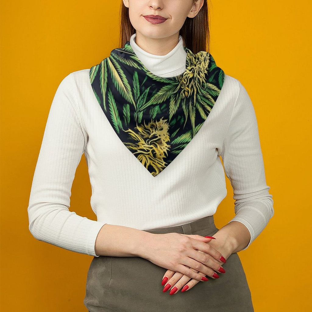 Big buds print scarf, flat lay showing full print