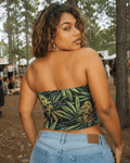 Big buds print tube crop top, full length lifestyle shot on model