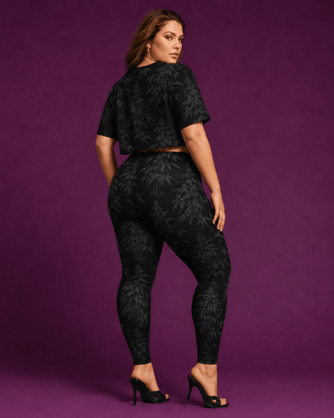 Black spider web print cropped t-shirt, flat lay back