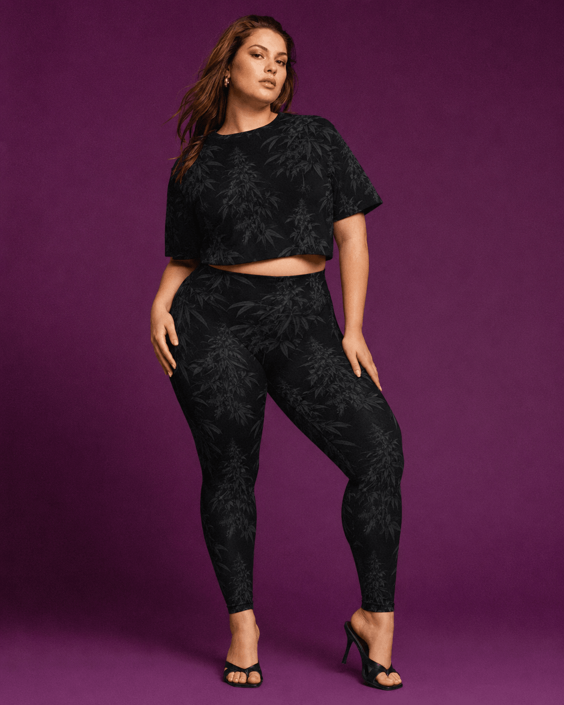 Black spider web print cropped t-shirt, flat lay front