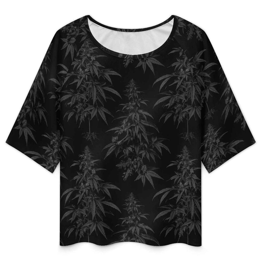 Black Widow Loose Half-Sleeve Boat Neck T-Shirt