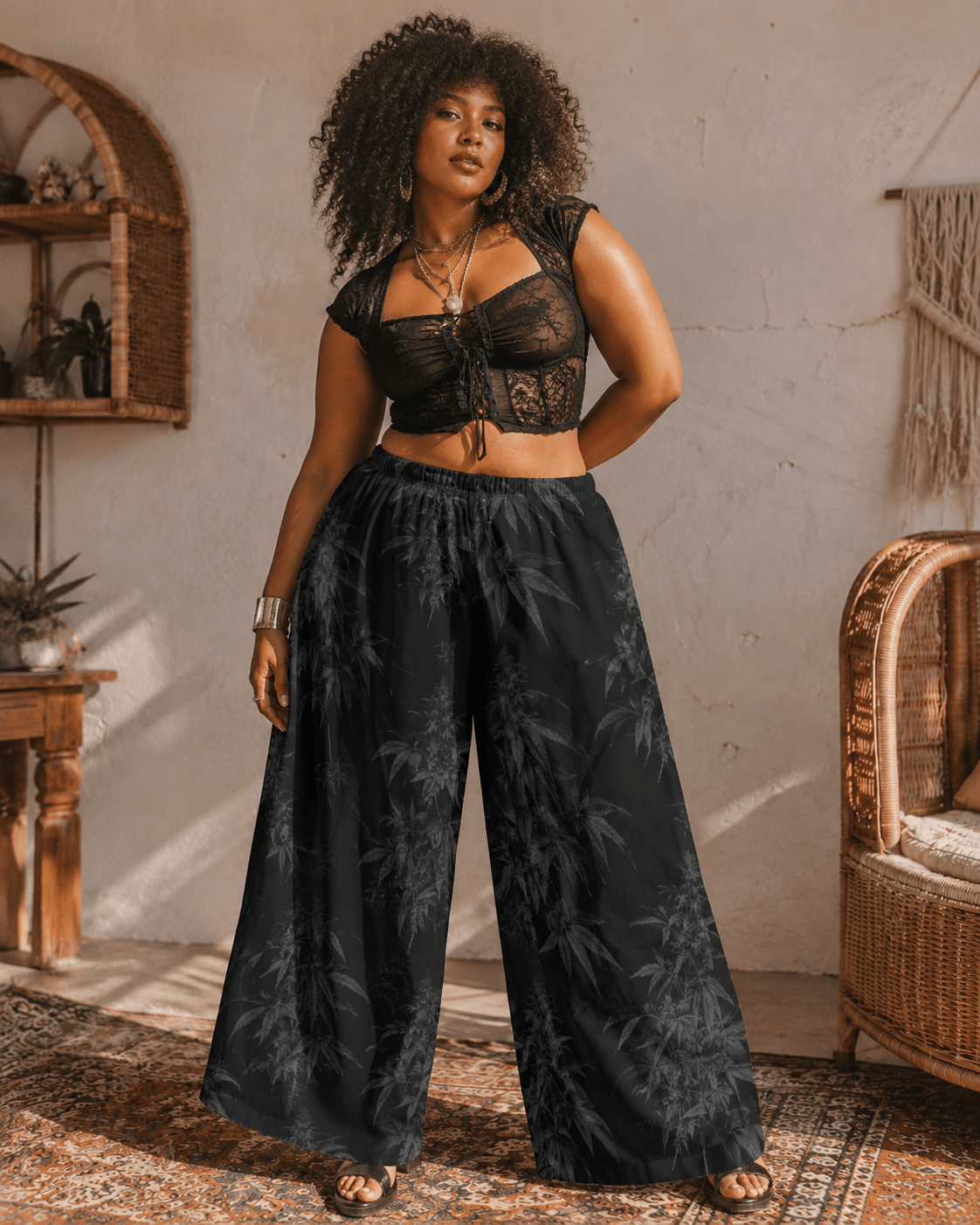 Black Widow Wide-Leg Pants Artsadd