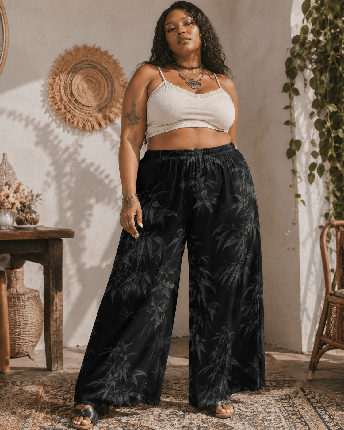 Black Widow Wide-Leg Pants Artsadd