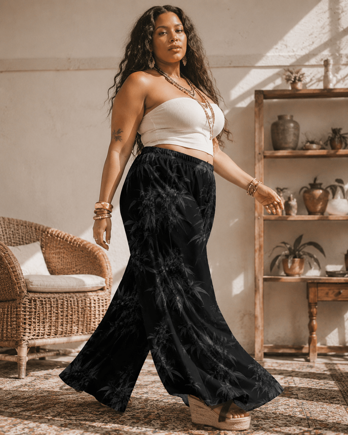 Black Widow Wide-Leg Pants Artsadd