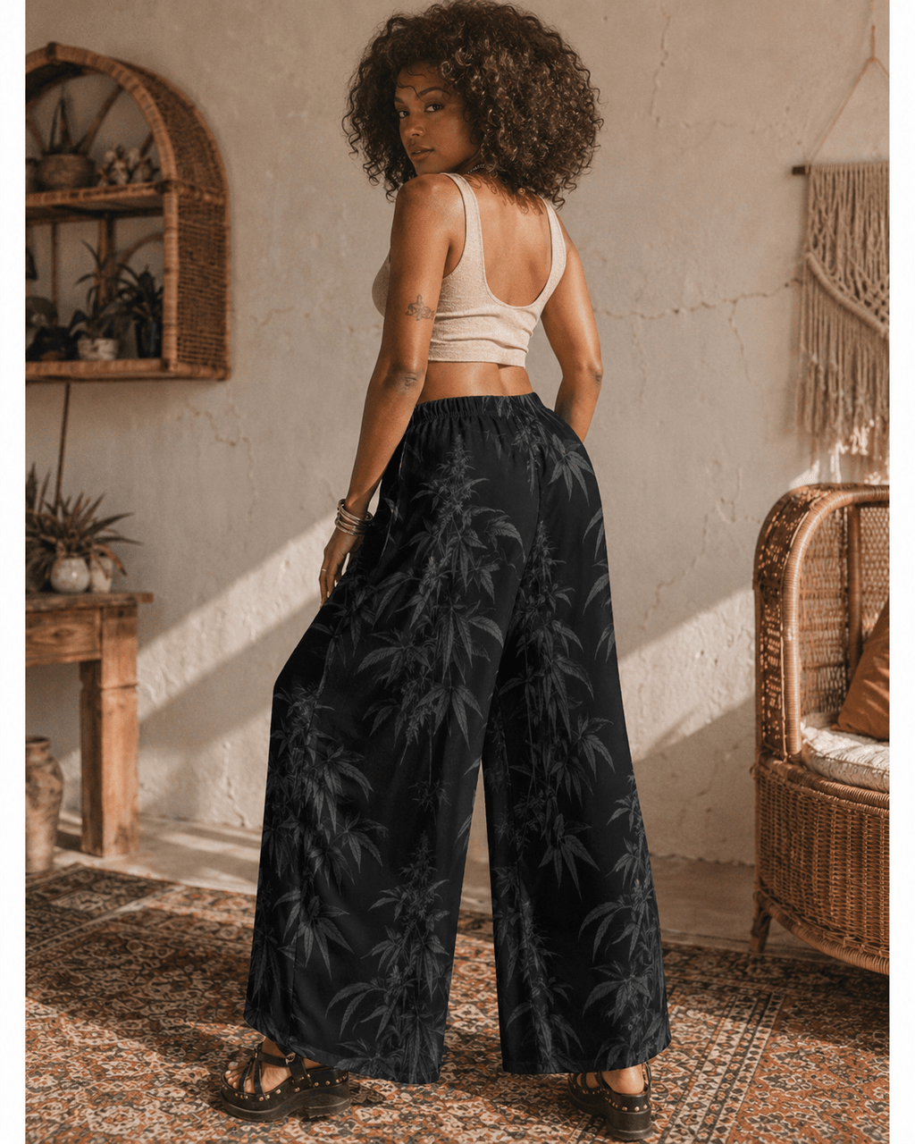 Black Widow Wide-Leg Pants Artsadd