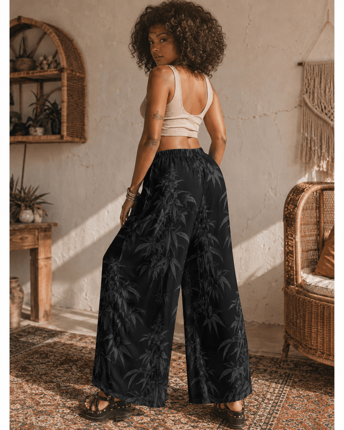 Black Widow Wide-Leg Pants Artsadd