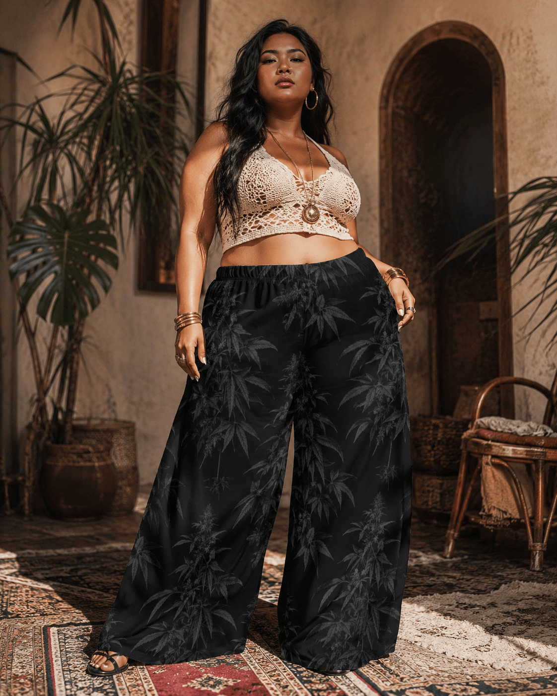 Black Widow Wide-Leg Pants Artsadd