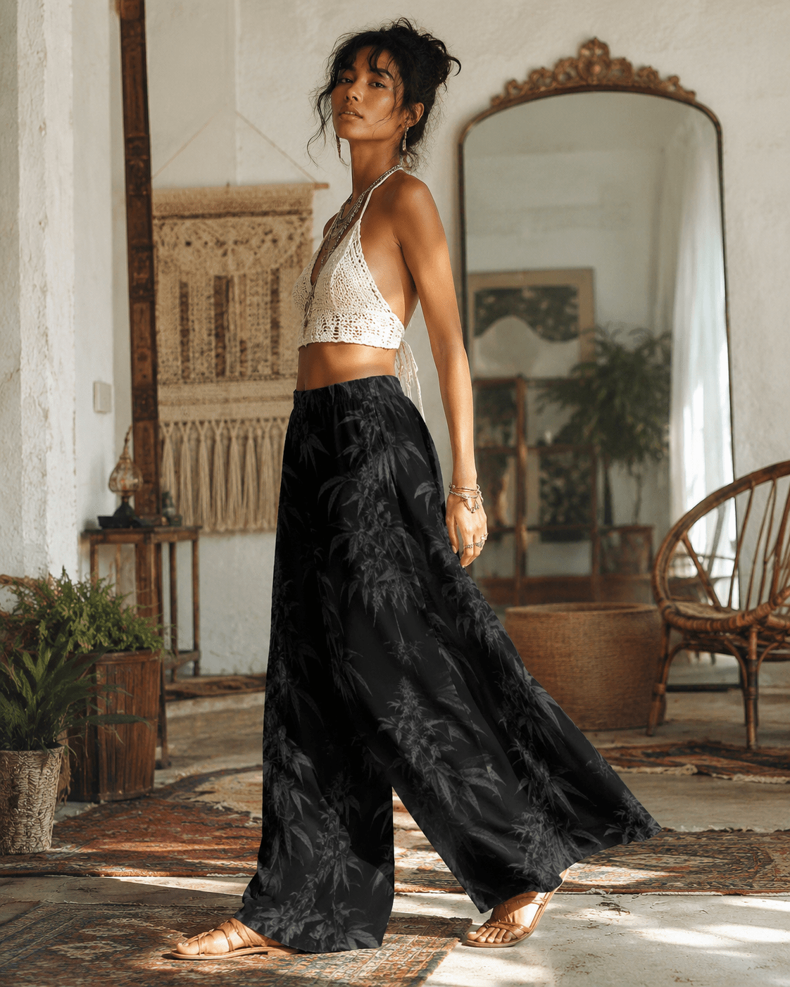 Black Widow Wide-Leg Pants Artsadd