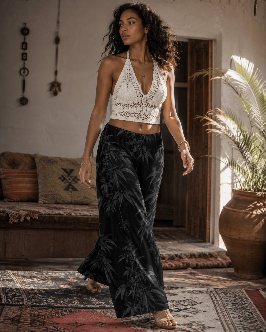 Black Widow Wide-Leg Pants Artsadd