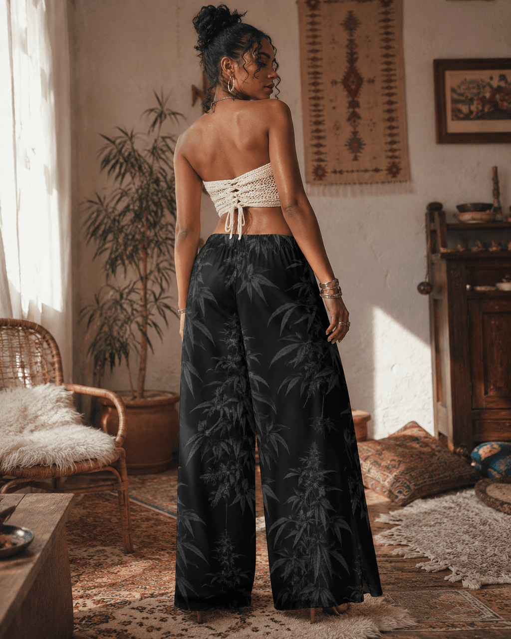 Black Widow Wide-Leg Pants Artsadd
