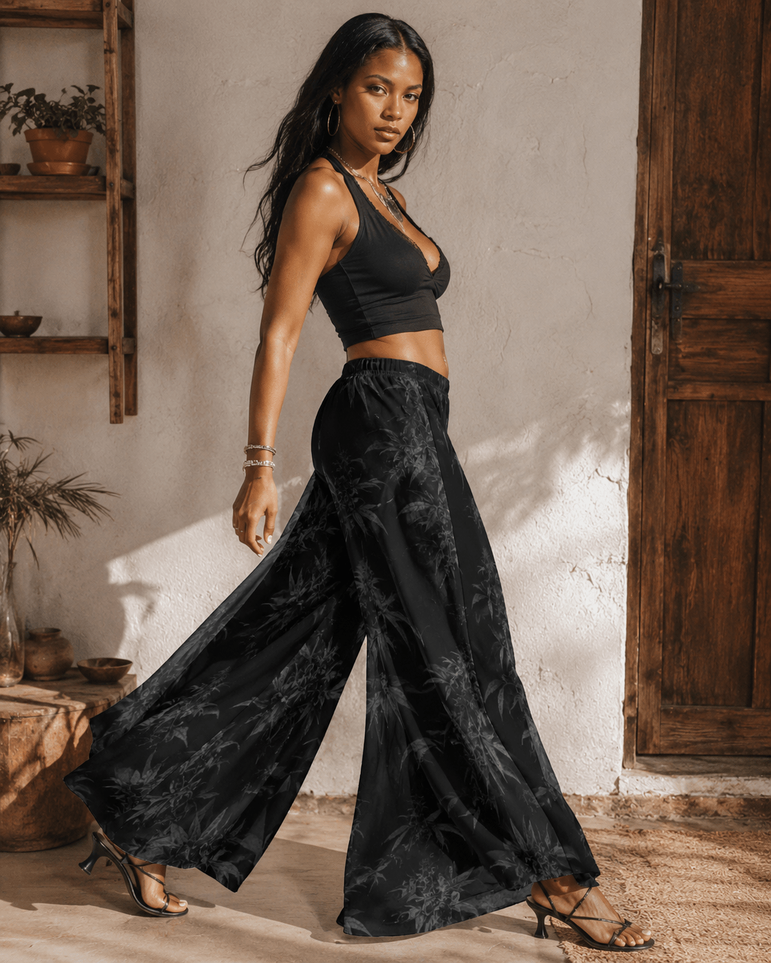 Black Widow Wide-Leg Pants Artsadd