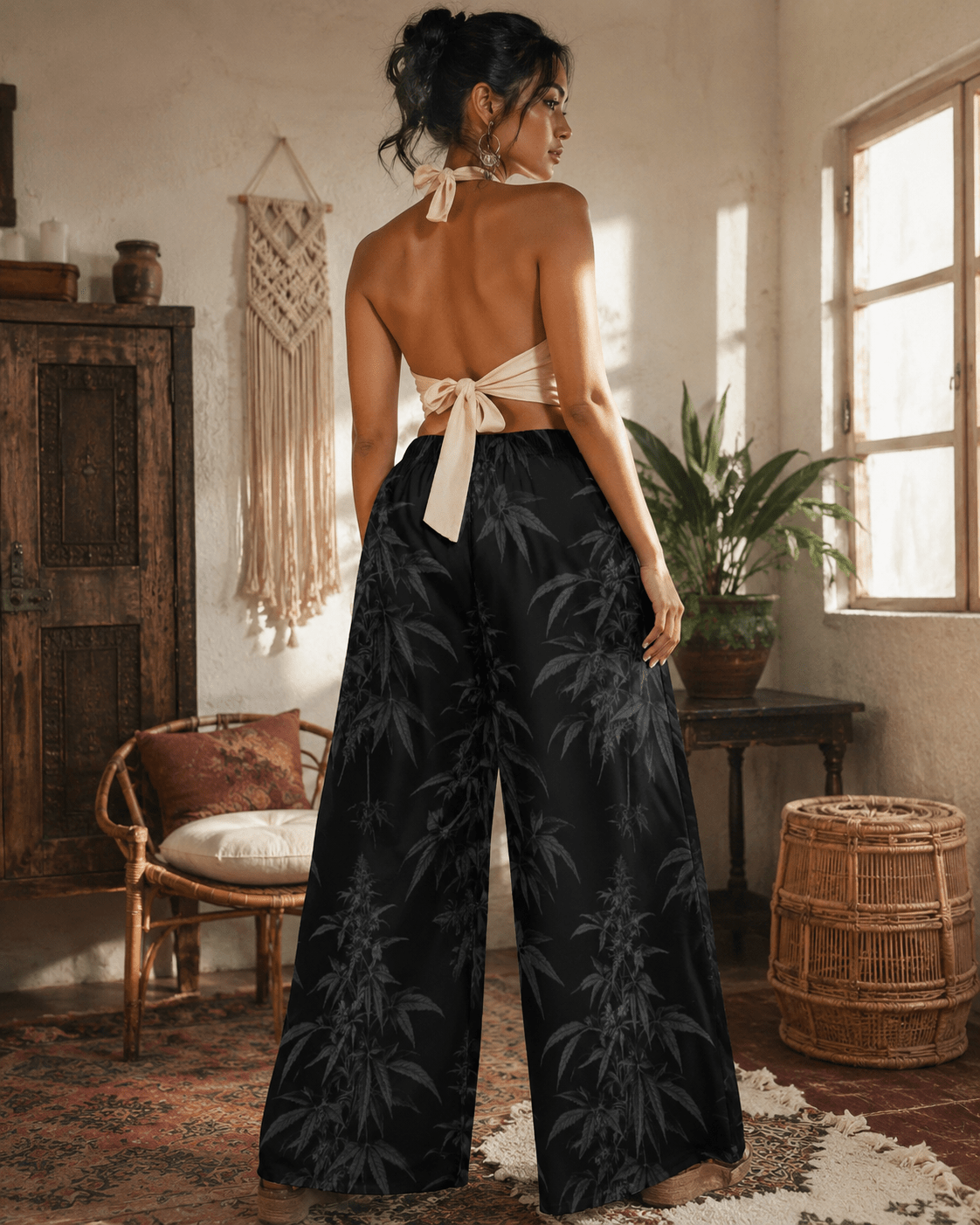 Black Widow Wide-Leg Pants Artsadd